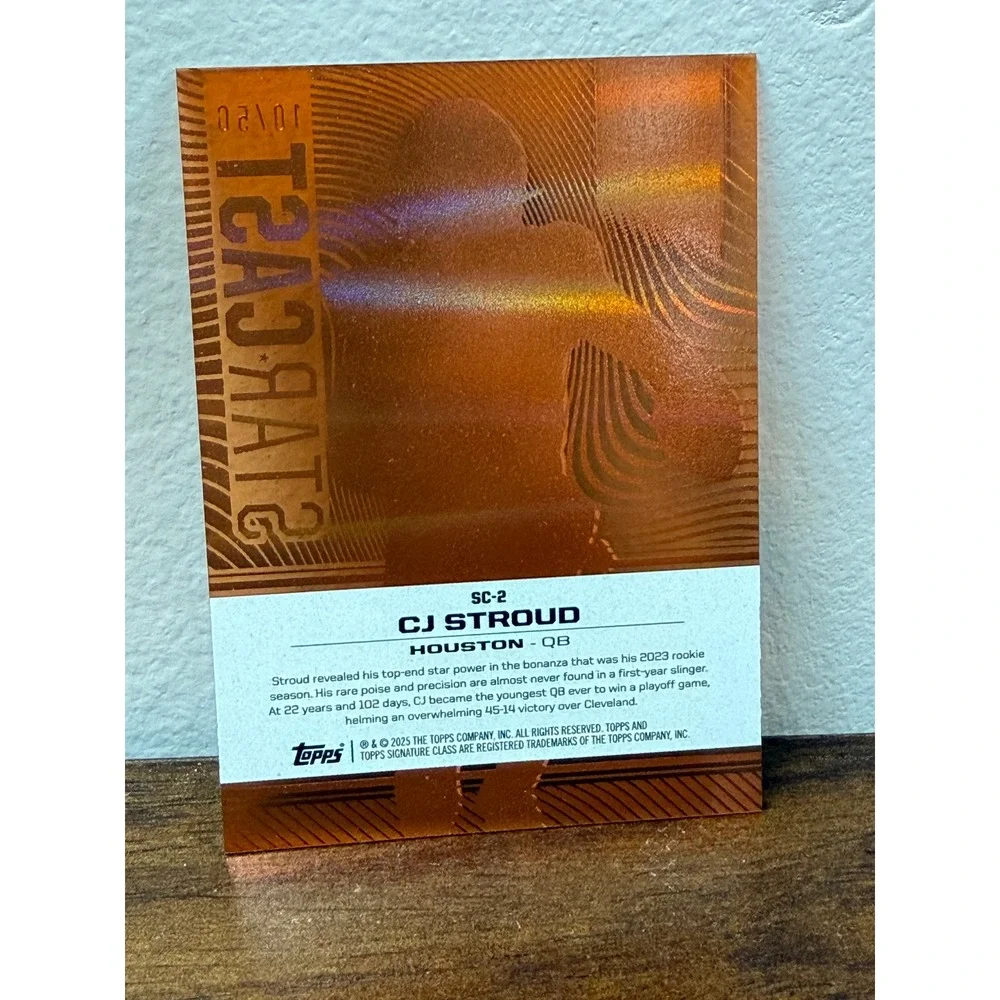 2025 Topps Signature Class Starcast CJ Stroud 10/50 Orange Parallel SC-2 Texans
